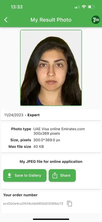 7ID: UAE-visumbildeeksempel