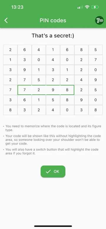 7ID: Droši uzglabājiet savus PIN un kodus