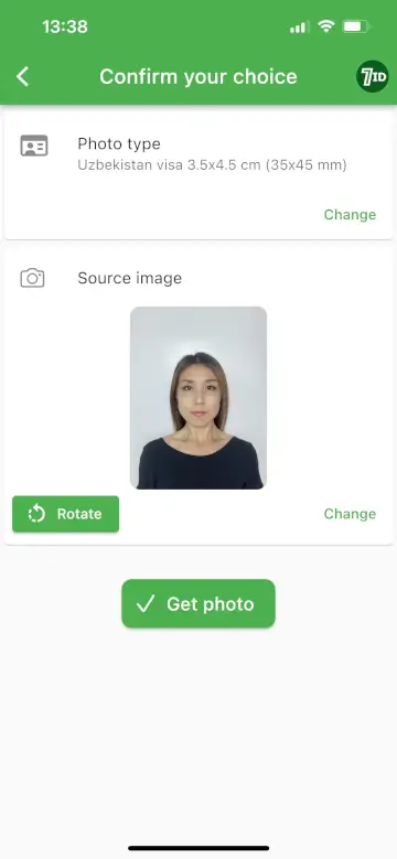 7ID-app: Usbekistan Visa Photo Size Editor