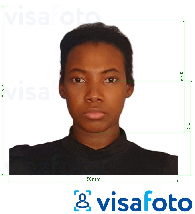 ფოტოს მაგალითი ბარბადოსი პასპორტი 5x5 სმ -სთვის ზუსტი ზომის სპეციფიკაციით