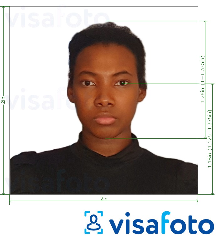 ფოტოს მაგალითი კონგო (ბრაზავილი) პასპორტი 2x2 სანტიმეტრი (აშშ, კანადა, მექსიკი) -სთვის ზუსტი ზომის სპეციფიკაციით
