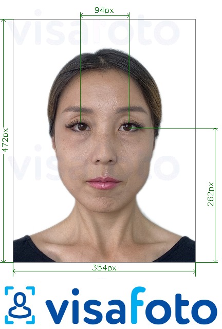 ფოტოს მაგალითი ჩინეთი 354x472 პიქსელით, რომელზეც თვალები აქვთ crosslines -სთვის ზუსტი ზომის სპეციფიკაციით