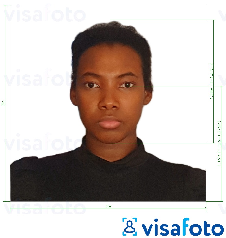 ფოტოს მაგალითი დომინიკის რესპუბლიკის პასპორტი 2x2 ინჩი -სთვის ზუსტი ზომის სპეციფიკაციით