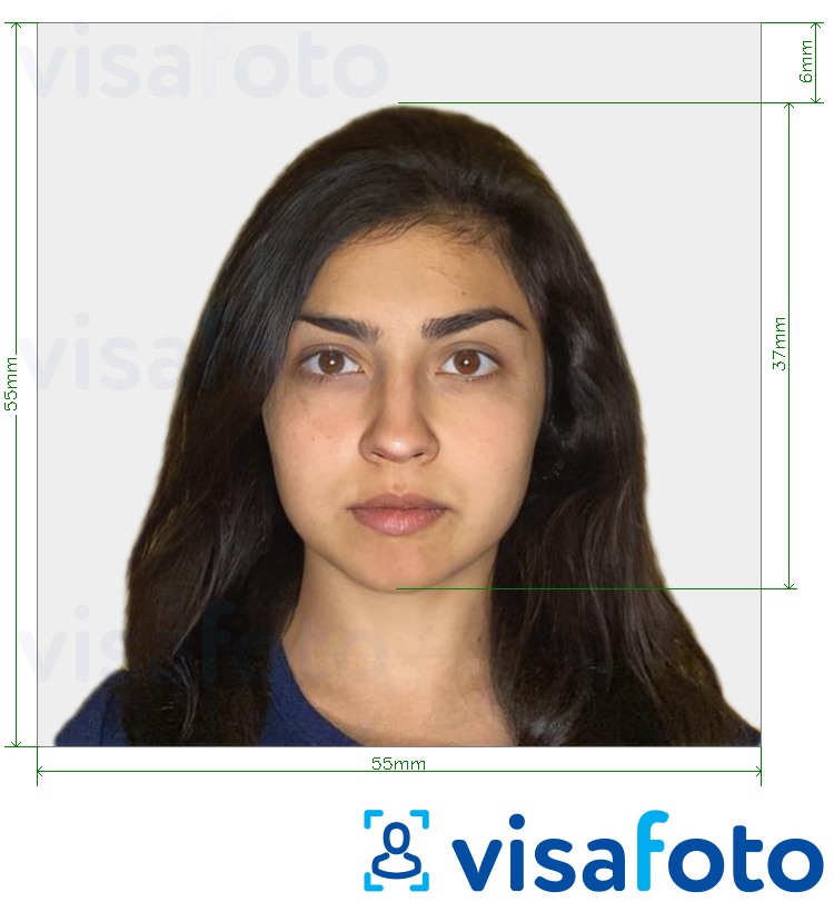 ფოტოს მაგალითი ისრაელი Visa 55x55mm (ჩვეულებრივ ინდოეთიდან) -სთვის ზუსტი ზომის სპეციფიკაციით