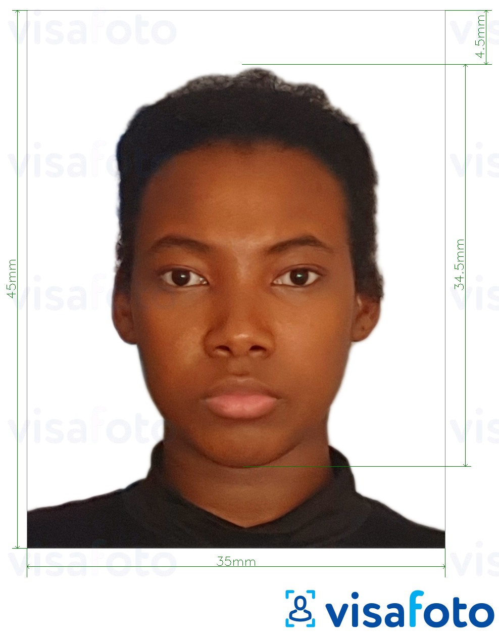 ფოტოს მაგალითი კენიის პასპორტი 35x45 მმ -სთვის ზუსტი ზომის სპეციფიკაციით