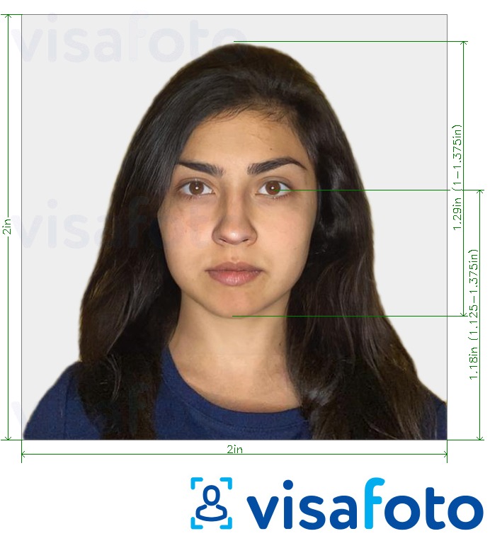 ფოტოს მაგალითი ნეპალური visa 2x2 inch (51x51 მმ) -სთვის ზუსტი ზომის სპეციფიკაციით