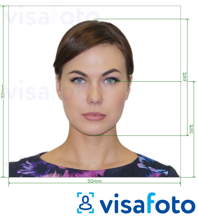 ფოტოს მაგალითი სერბეთის პასპორტი 50x50 მმ -სთვის ზუსტი ზომის სპეციფიკაციით