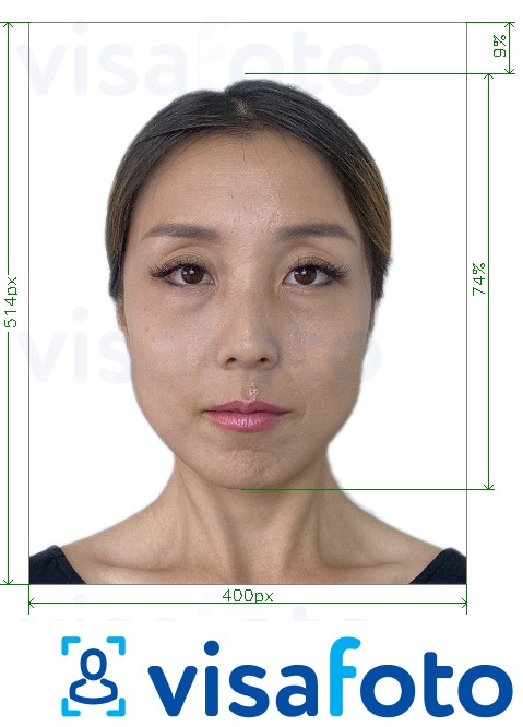 ფოტოს მაგალითი სინგაპურის პასპორტი ონლაინშია 400x514 px -სთვის ზუსტი ზომის სპეციფიკაციით