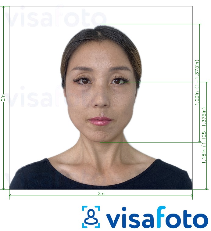 ფოტოს მაგალითი ვიეტნამის პასპორტი აშშ-ში 2x2 ინჩი -სთვის ზუსტი ზომის სპეციფიკაციით